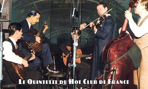 Stéphane Grappelli et le hot club de France en séance d'enregistrement